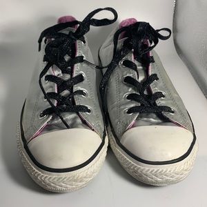 (2) Converse Girl sneakers size 4. One pair Converse all star